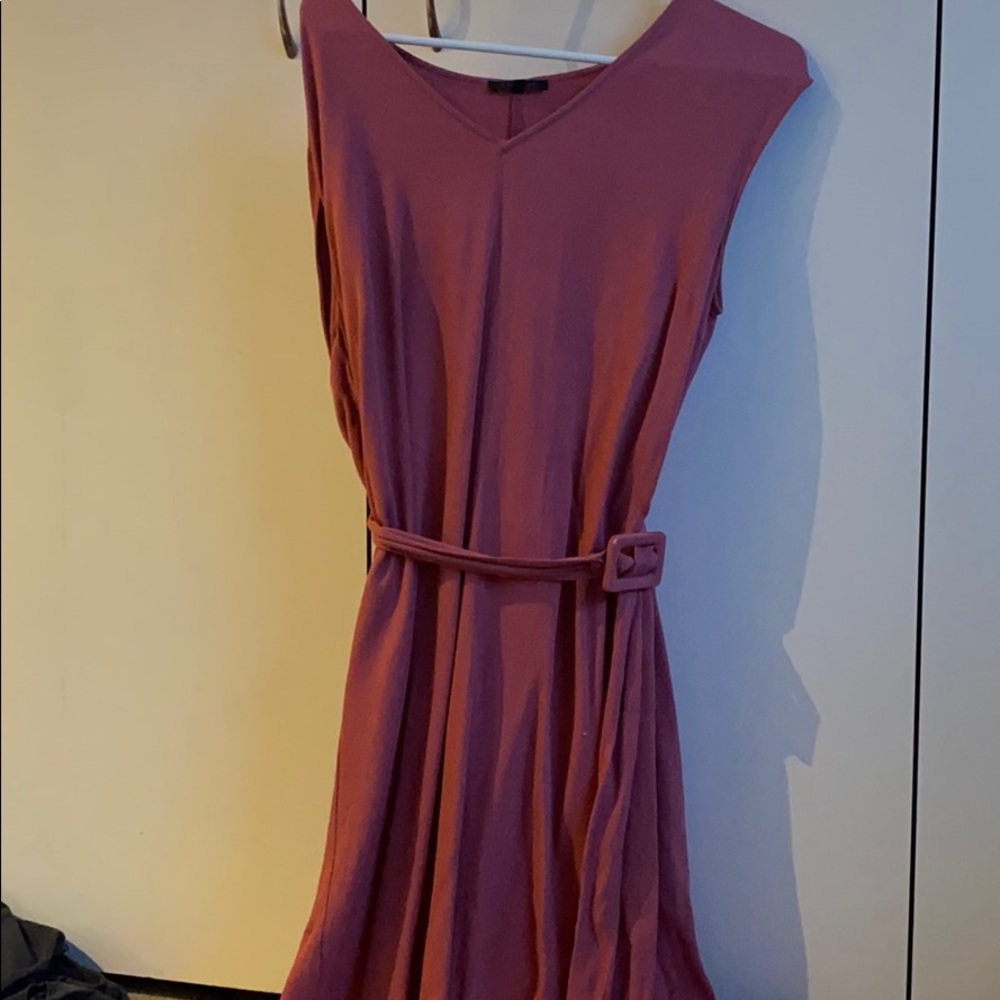 Knee length pink belted dress